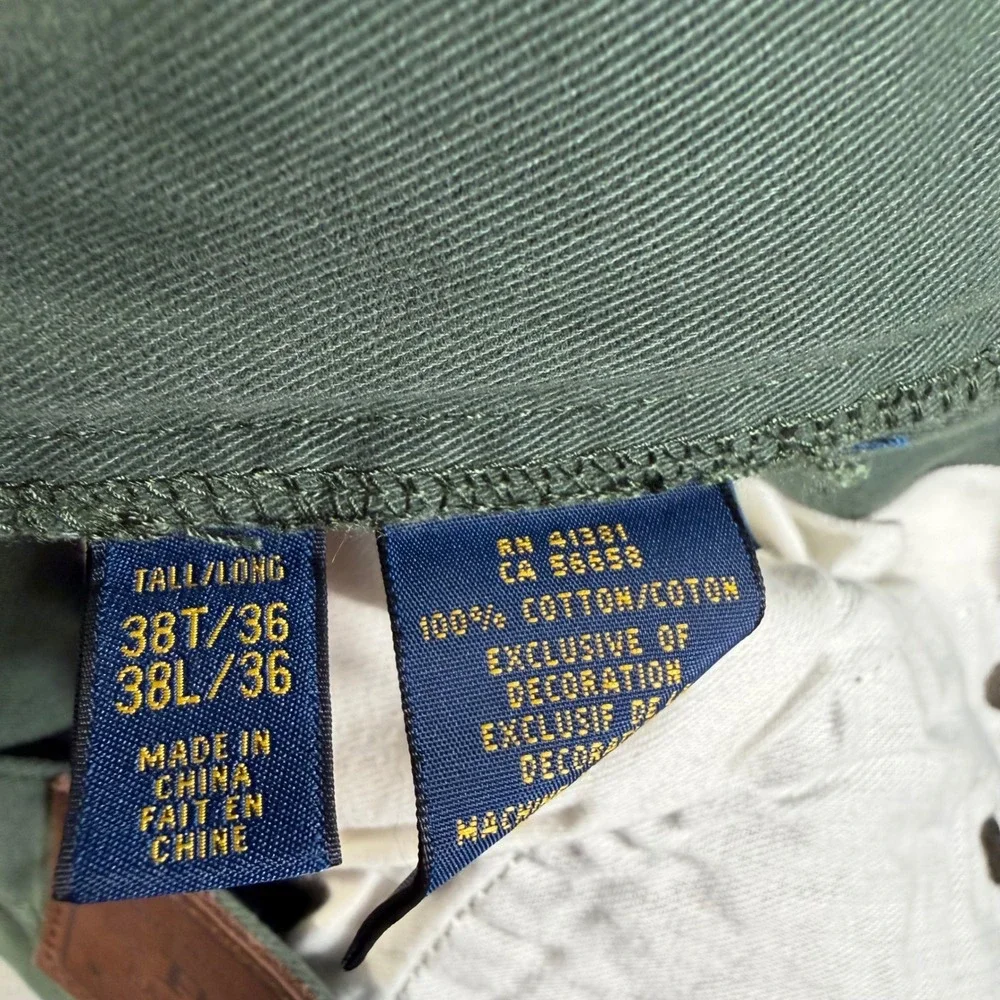 Polo Ralph Lauren Classic Fit Pants Angler Green Mens 38T x 36 NWT Cotton Chino